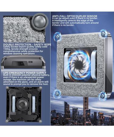 CHHMAELOVE 72W New Window Cleaning Robot with 4 Mop Pads Remote Control Built-in 650mAh battery 4 Cleaning Modes Two-Way Water Spray for Indoor Outdoor High Rise Windows - Buy Online on GoSupps.com