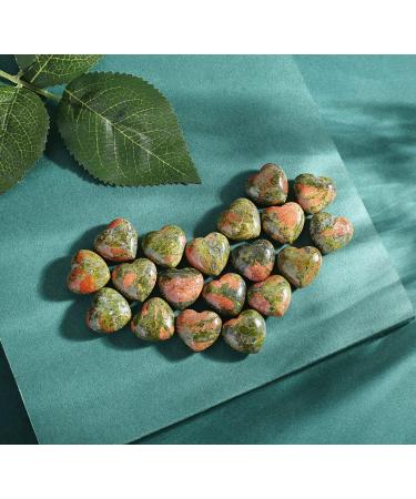 XIANNVXI 10 PC Unakite Heart Stones - Polished Natural Healing Crystals & Gemstones Set | Pink Green Thulite for Luck - Buy Online on GoSupps.com