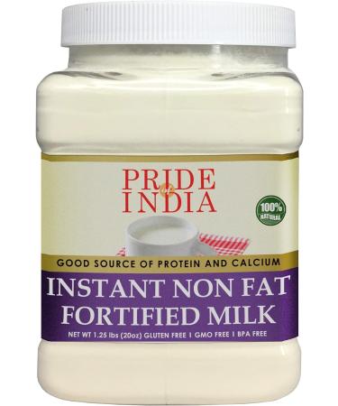 Pride Of India - Instant Fortified Nonfat Dry Milk Powder - Enriched w/ Vitamin D Protein & Calcium - 1.25 lbs (20oz) Jar - Buy Online on GoSupps.com