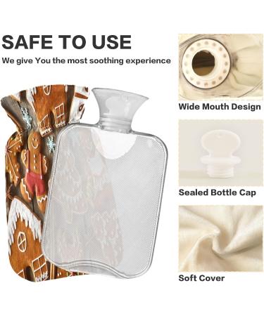 KCLDECI 2L Hot Water Bottle with Cover - Gingerbread Man Design Perfect for Foot Warmer Pain Relief & Christmas Decor - Hot & Cold Therapy - Buy Online on GoSupps.com