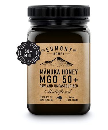 Egmont Honey Multifloral Manuka Honey Raw And Unpasteurized MGO 50+ 17.6 oz (500 g)