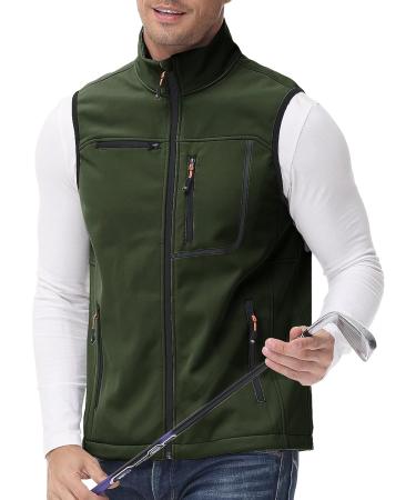 Shop Ajezmax Men's Fleece Winter Vest | Waterproof Sleeveless Jacket for Climbing & Angling | XXL Military Green - Buy Online on GoSupps.com