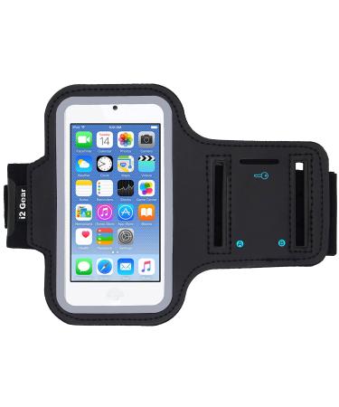 i2 Gear Running Exercise Armband for iPod Touch 7th, 6th and 5th Generation MP3 Players and Phones with Reflective Border and Key Holder (Black)