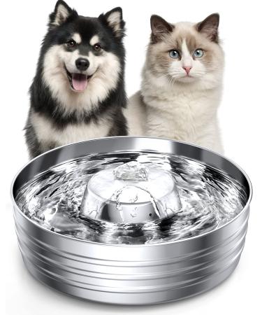oneisall Cat Water Fountain,3.6L /123OZ Automatic Stainless Steel Pet Water Fountain for Dog Cat,Dog Water Bowl Dispenser with Ultra-Quiet Pump for Multiple Pets Sliver