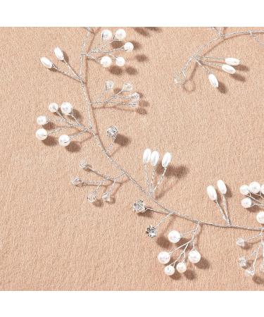 fdsmall Bridal Wedding Hair Vine Long Pearl and Crystal Beads Bride Head Piece Adjustable Rhinestone Headband Wedding Hair Barrette Hair Accessories for Bridal Women and Girls - Buy Online on GoSupps.com