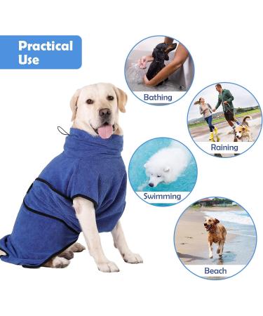 Happy Hachi Microfiber Dog Bathrobe Towel - Super Absorbent Fast Drying Washable Beach Towel for Small Medium & Large Dogs & Cats - XL Blue - Buy Online on GoSupps.com