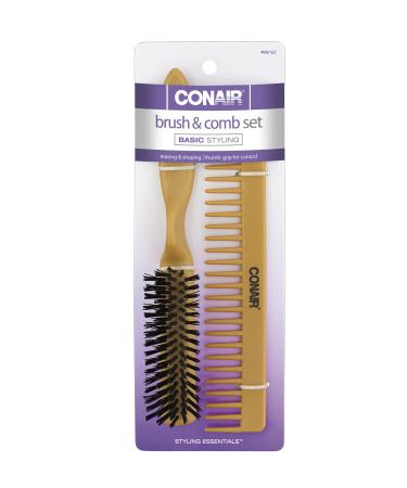 Conair Simulated Wood Thumb Grip Nylon Volume Comb Set