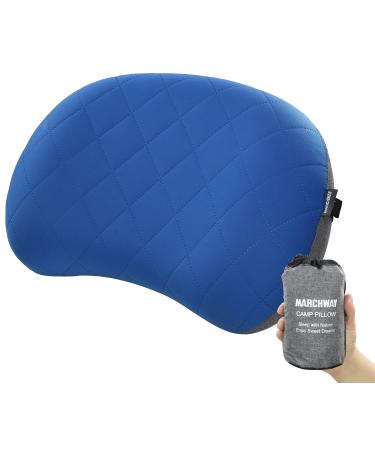 MARCHWAY Ultralight Inflatable Camping Pillow with Soft Washable Cover Compact Compressible Portable Travel Air Pillow for Outdoor Camp Sport Hiking Backpacking Sleep and Lumbar Support (Blue)