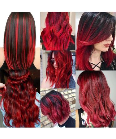 Colored Hair Extensions Clip In for Girls 22 Inch Colorful Straight Hair Extensions for Party Highlights Hair Accessories Hair Pieces for Women(10 PCS Red) 10pcs-Red - Buy Online on GoSupps.com