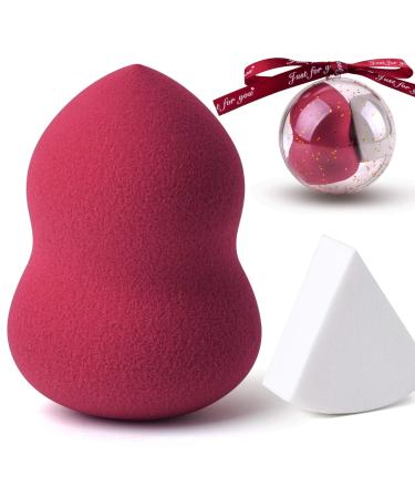 Makeup Sponge for Blending Liquid Foundation Cream & Powder - Easy to Clean Super Soft (Red)