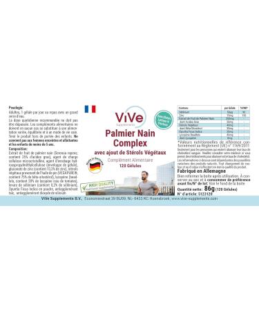 Vive Supplements Saw Palmetto Extract Prostate Capsules - High Dose Vegan Formula with Selenium Zinc Beta Sitosterol & Lycopene - 120 Capsules - Quality from Germany - Buy Online on GoSupps.com