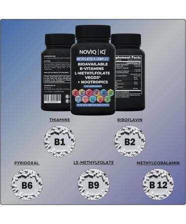 11-in-1 Methylated B-Complex Supplement: 680mcg L-Methylfolate(5-MTHF) Thiamine(B1) Riboflavin(B2) Pyridoxal(B6) Methylcobalamin(B12) - VegD3 + Nootropics - 1,100mg+ Serving - 60 Count - Buy Online on GoSupps.com