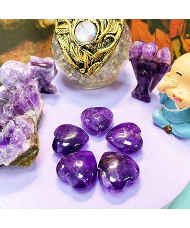 Xiannvxi 5pcs Amethyst Heart Stones - Pocket Healing Crystals for Love & Meditation | Natural Reiki Gemstones - Buy Online on GoSupps.com