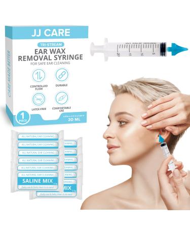 JJ CARE Ear Wax Removal Syringe (Set of 1) 20ml Capacity  Ear Wax Removal Kit  Ear Cleaner Kit  Tri-Stream Ear Syringe Irrigation Kit  Earwax Removal Syringe with 4 Rubber Tips