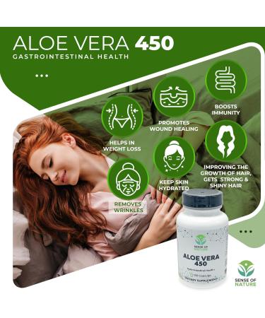 Sense of Nature Aloe Vera 450 Capsules Organic | Non-GMO Aloe Vera Pills | Made with USDA Organic Aloe Vera Supplements | Digestive & Joint Support Supplement - Buy Online on GoSupps.com