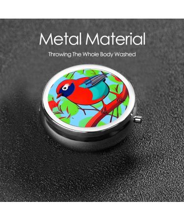 Colorful Birds Round Pill Box - 3 Compartment Travel Organizer | Portable Pill Holder for Easy Travel - Buy Online on GoSupps.com