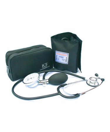 Aneroid Sphygmomanometer - with 1 Adult Cuff and Black Stethoscope - Blood Pressure Monitor Kit