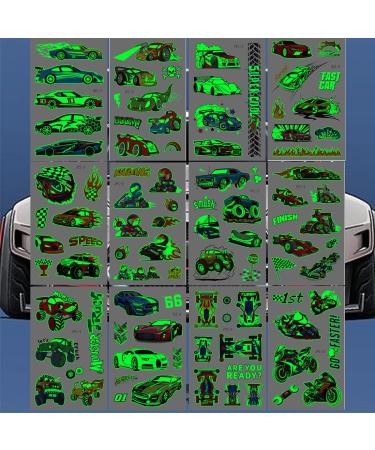 Ooopsiun Luminous Race Car Temporary Tattoos - 12 Glow in The Dark Sheets for Boys, Kids & Men - Buy Online on GoSupps.com