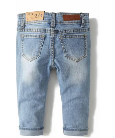 KIDSCOOL SPACE Baby Slim Jeans 6-12 Months | Ripped Denim Pants Light Blue-2099 - Buy Online on GoSupps.com