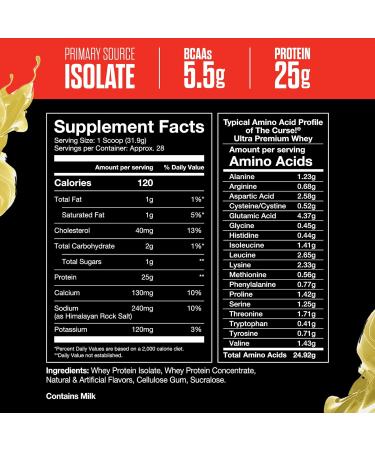 JNX SPORTS The Curse! Ultra Premium Whey Protein Powder Vanilla Bean 2lb | 25g Protein Per Serve Primary Source Whey Isolate Vanilla 2 Pound (Pack of 1) - Buy Online on GoSupps.com