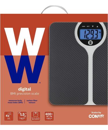 Conair Carbon Fiber Design BMI Bathroom Scale | 400 Lbs. Capacity, Blue Backlight - Buy Online on GoSupps.com