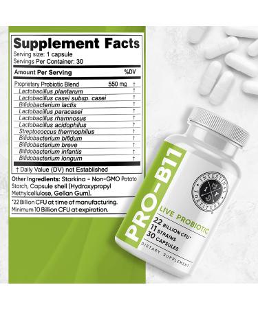 Intestinal Fortitude PRO-B11 Probiotics - 22 Billion CFU Gut Health Supplement - Digestive & Immune Support - Gluten & Dairy Free (30 Capsules) - Buy Online on GoSupps.com