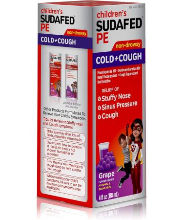 Children's Sudafed PE Non-Drowsy Grape Cold & Cough Syrup - 4 fl oz - Buy Online on GoSupps.com
