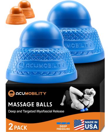 Acumobility Deep Flat-Base Trigger Point Ball 2 Pack - Chiropractor Designed Foot Massage Ball Roller - Physical Therapy Ball & Lacrosse Balls for Athletes, Made in USA Deep Massage