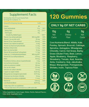 Greens Daily Gummies, Superfood Fruits and Veggies Blend with Spirulina, Chlorella, Prebiotics & Fiber, Adaptogens Multivitamin Supplement for Digestive Health, Non-GMO, 120 Count 120 Count (Pack of 1) - Buy Online on GoSupps.com