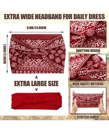 XunYee 12 Pcs Boho Headbands for Women - 7.08 Inch Wide Stretch African Headbands for Yoga, Workout, and Fashion - Elastic Knotted Headband Wrap Motorcycle Hair Accessories - Buy Online on GoSupps.com