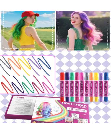 Craie Capillaire pour Filles 10 Couleurs Craies Colorantes pour Cheveux Marqueurs Temporaires Lavables Kit Maquillage Jouet Amusant Pour Filles Adultes Cosplay - Buy Online on GoSupps.com