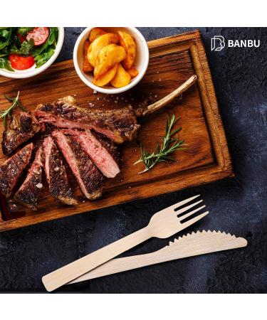 BANBU Bamboo Disposable Forks - Pack of 100, 6.7 Biodegradable Cutlery - Compostable & Renewable - Buy Online on GoSupps.com