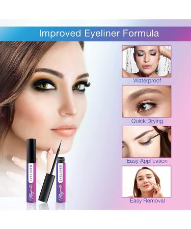 Asani Magnetic Eyeliner and Eyelashes Kit - 10 Reusable Natural Lashes, 2 Fluffy Magnetic Lashes, 2 Tubes of Magnetic Eyeliner, Scissors, Tweezers & Mirror Case - Buy Online on GoSupps.com