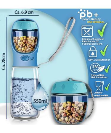 NEW 3 Series Dog Drinking Bottle Gift Set | 550ml Leak-Proof Bottle with Food Container & Toothbrush - Premium On-the-Go Solution for Dogs - Blue - Buy Online on GoSupps.com