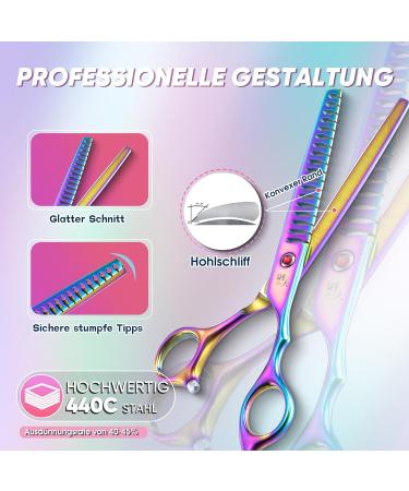 DRGSKL Chunker Scissors for Dogs - Professional Thin Blender Scissors for Medium & Large Pets - Japanese Stainless Steel 440C - Rainbow Finish - Buy Online on GoSupps.com