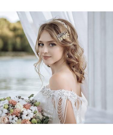 Bride Hair Clips - 2 Pcs Gold & Silver Rhinestone Letter Bobby Pins - Buy Online on GoSupps.com