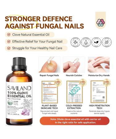 SAVILAND Clove Oil for Toenail Fungus - 100% Pure Organic Nail Growth Oil | Natural Fungal Treatment & Cuticle Care 2024 - Buy Online on GoSupps.com