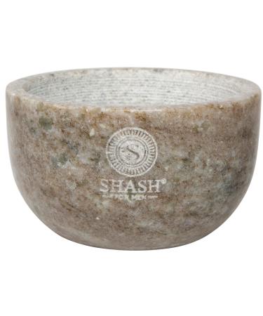 SHASH Marble Shaving Bowl, Beige - Lather Mug with Interior Grooves Builds a Rich, Foamy Froth - Retains Heat for a Close, Comfortable Shave - Compact, Sophisticated Design (Bage)