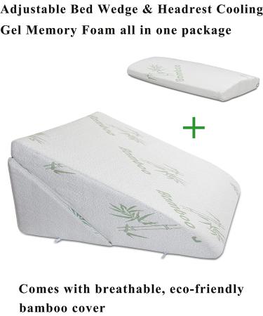 Adjustable Cooling Gel Memory Foam Bed Wedge Pillow - Support for Legs and Back - Acid Reflux, Snoring, Heartburn Relief - Machine Washable - Buy Online on GoSupps.com