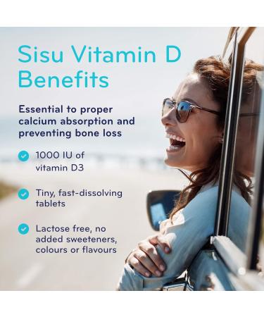 Sisu Vitamin D 1000 IU 400 Tablets - Quick Dissolve Vitamin D3 Tablets - Immune Support and Bone Maintenance - Gluten & Dairy Free - 400 Servings - Buy Online on GoSupps.com