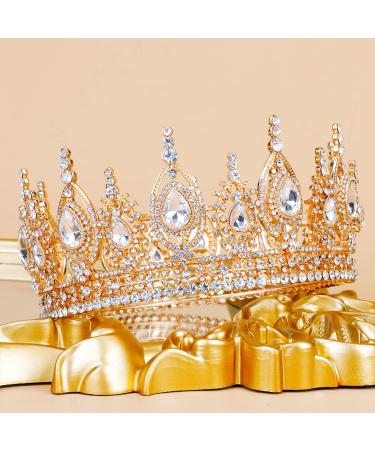 TOBATOBA Gold Queen Crown - Crystal Princess Tiara for Women & Girls | Wedding, Prom, Pageant, Halloween Costume - Buy Online on GoSupps.com