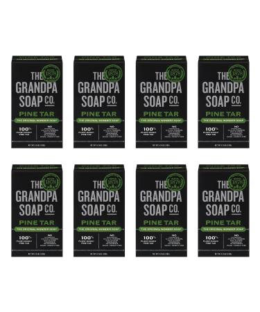 Pine Tar Bar Soap by The Grandpa Soap Company | The Original Wonder Soap | 3-in-1 Cleanser Deodorizer & Moisturizer | 4.25 Oz. Each - 8-Pack Fresh 4.25 Ounce (Pack of 8)
