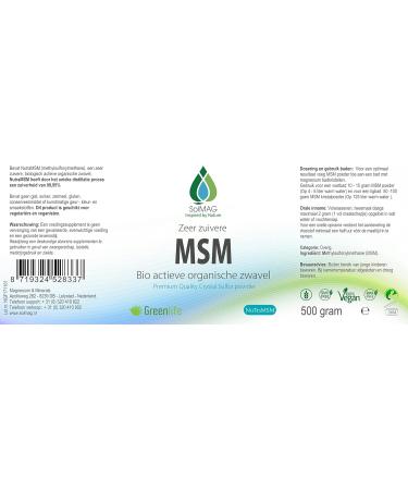 Magnesium Minerals MSM Powder 500 g bag Methylsulfonylmethane Pure and Pure Organic Sulfur Vegan & without additives - Buy Online on GoSupps.com