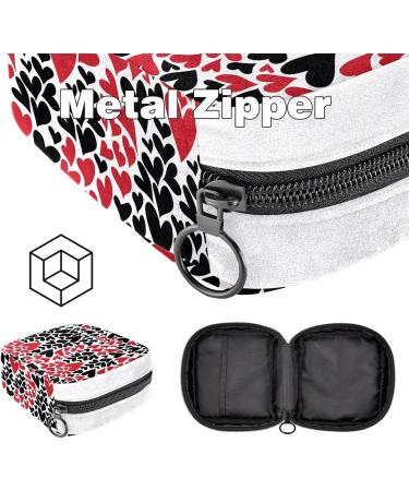 GIAPB Sanitary Napkin Storage Bag | Period Tampon Makeup Pad Pouch | Black Red Hearts - 1685 - Buy Online on GoSupps.com