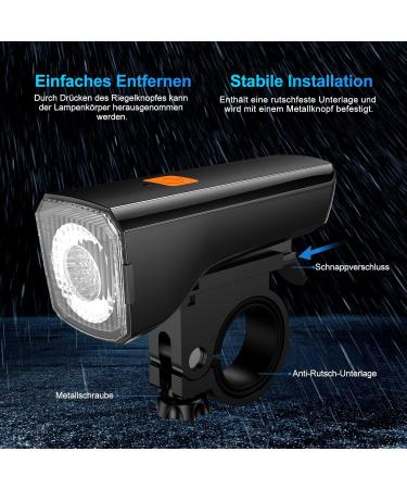 LED Bicycle Light Set - USB Rechargeable Front & Rear Lights IPX5 Waterproof STVZO Approved Black - Buy Online on GoSupps.com