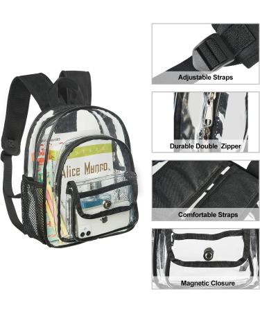 Small Clear Backpack Stadium Approved Heavy Duty Clear Mini Backpack Transparent Book bag for Concert Work Sport Games Festival - Buy Online on GoSupps.com