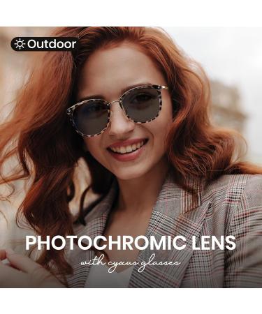 Cyxus Photochromatic Glasses - UV 400 Blue Light Filter Cat Eye Frame for Men & Women (Leopard 01-33) - Buy Online on GoSupps.com