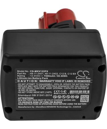 JRINK Replacement Battery for Milwaukee 48-11-2411 48-11-2420 M12 CIW12-202C | International Shipping Available - Buy Online on GoSupps.com