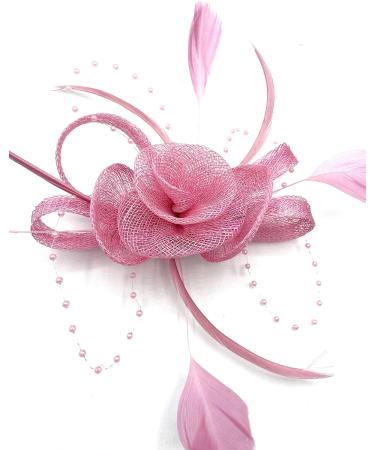 Pink Feather Beaded Beak Clip Fascinator for Weddings, Races, Royal Ascot | Women's Hair Accessory - Buy Online on GoSupps.com
