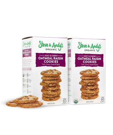 Steve and Andys - Soft and Chewy All-Natural Oatmeal Raisin Cookies, Gluten Free Cookies for Dessert, No Corn Syrup, No Tree Nuts, Kosher, and Non Gmo (2 Pack)